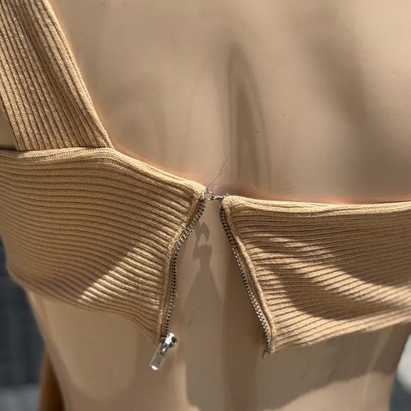 Tan Ribbed One-Shoulder Top - Picture 4 of 5